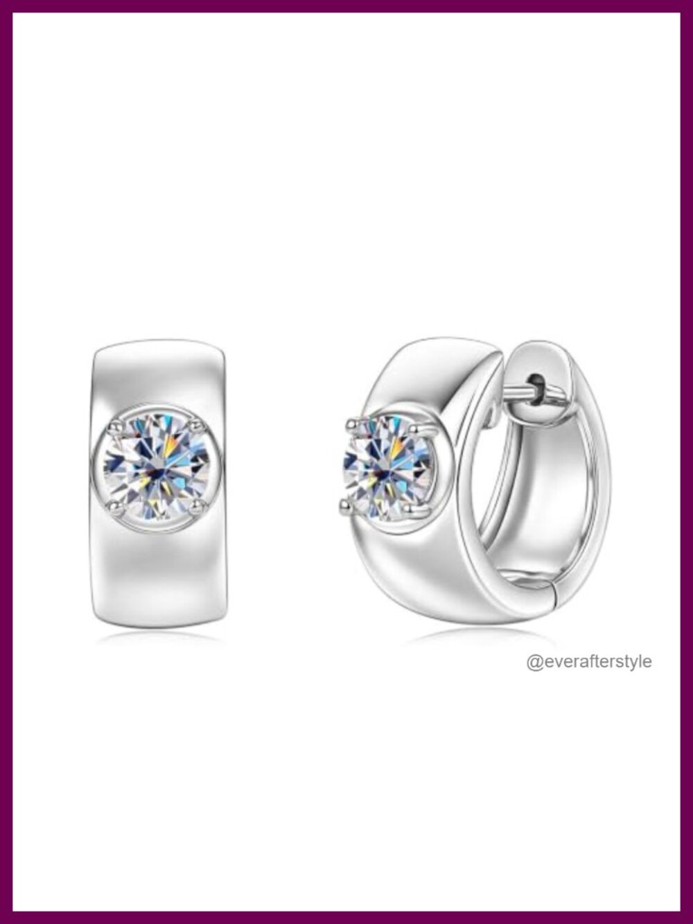 Moissanite Chunky Gold Plated Huggie Hoop Earrings Women Gift